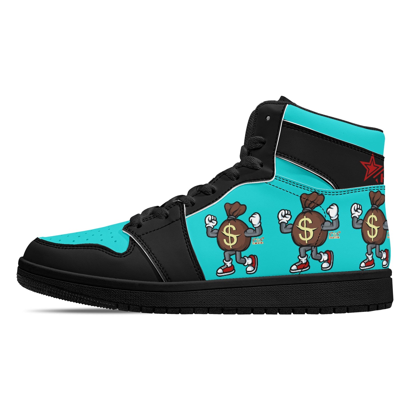 T.T.D (Ten Toes Down) Mens Turquiose/Black High Top Leather Star Kicks