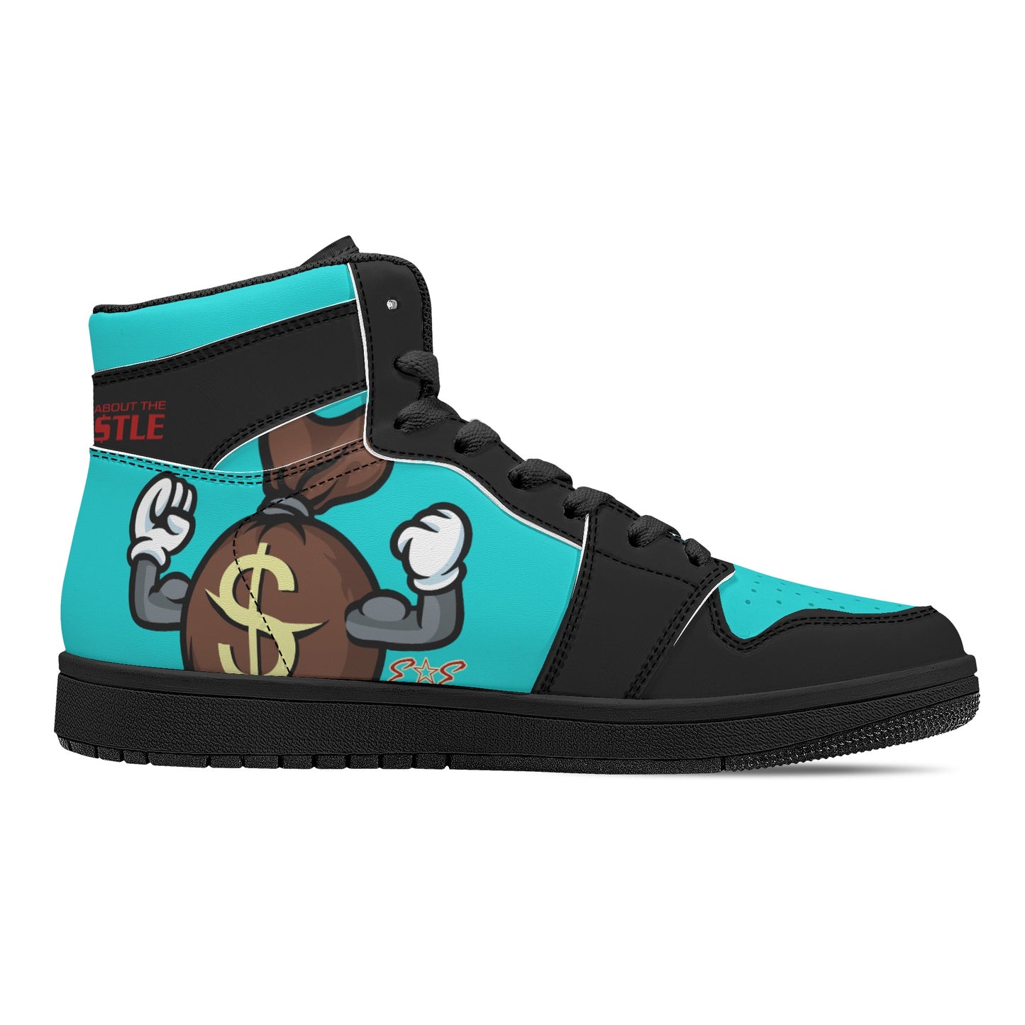 T.T.D (Ten Toes Down) Mens Turquiose/Black High Top Leather Star Kicks