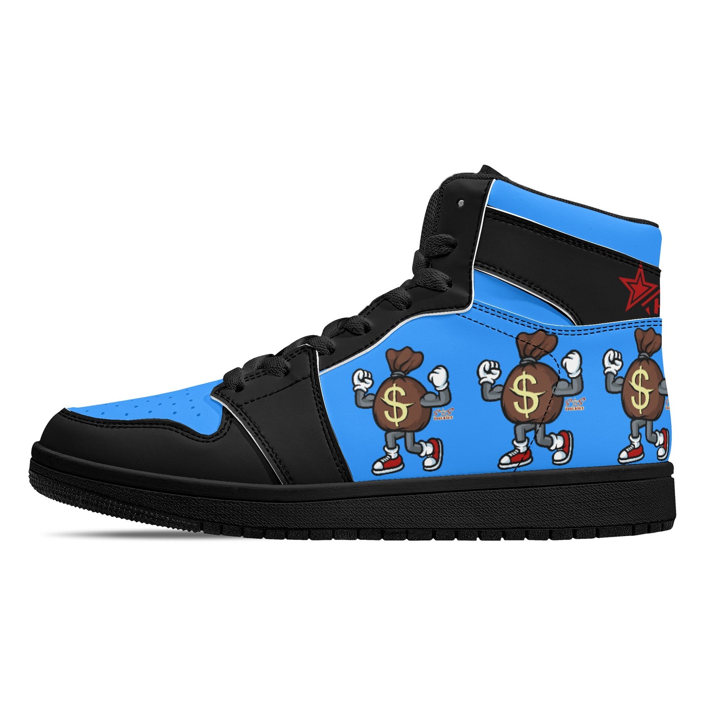 T.T.D (Ten Toes Down) Mens Blue/Black High Top Leather Star Kicks