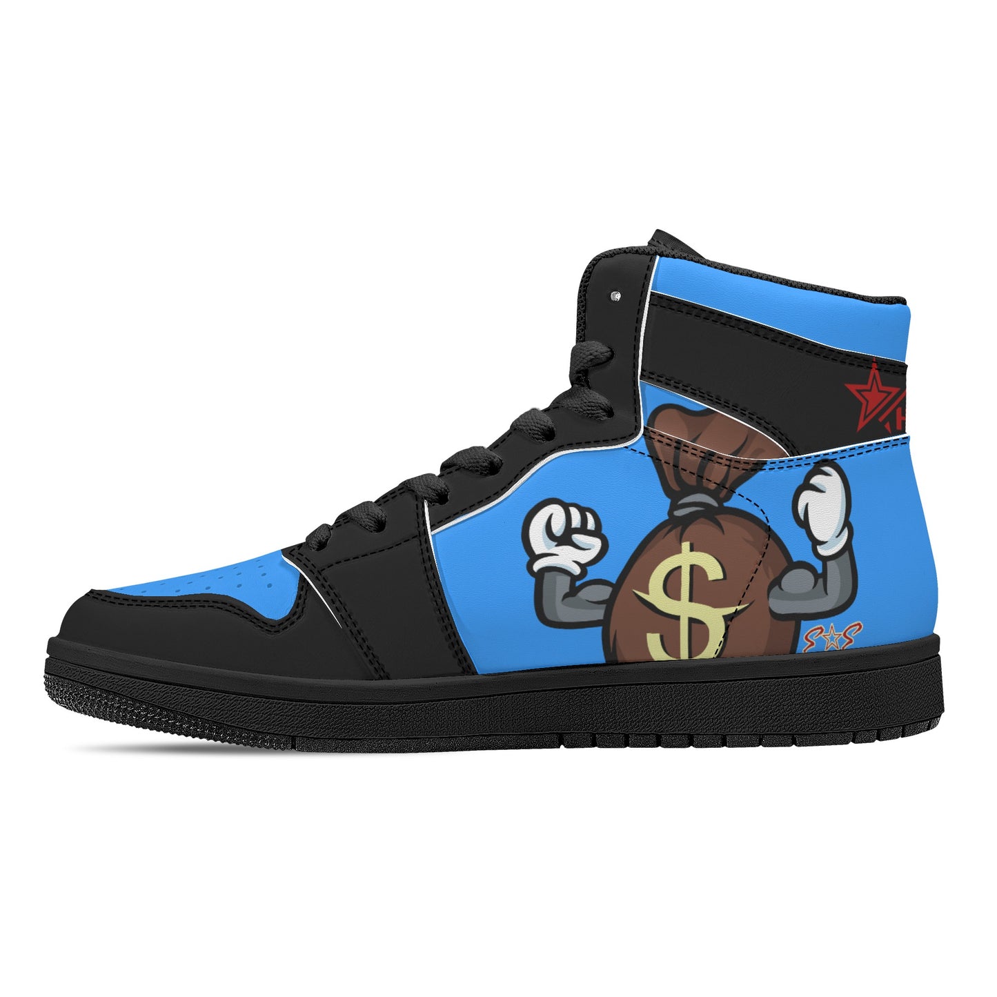 T.T.D (Ten Toes Down) Mens Blue/Black High Top Leather Star Kicks