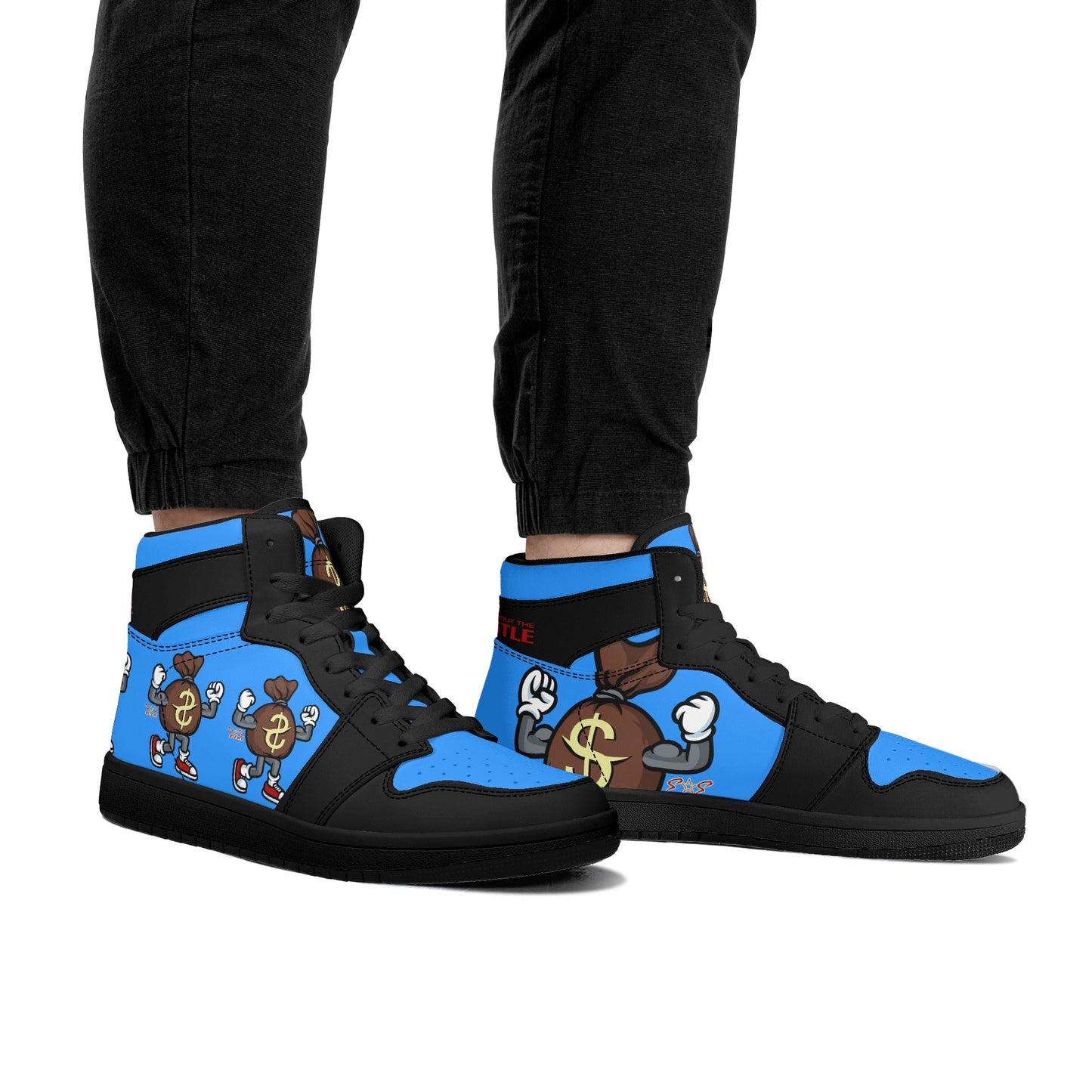 T.T.D (Ten Toes Down) Mens Blue/Black High Top Leather Star Kicks