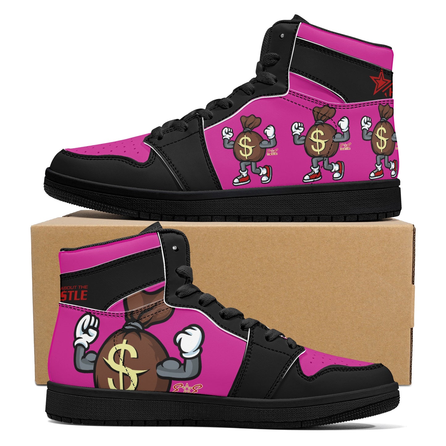 T.T.D (Ten Toes Down) Mens Purple/Black High Top Leather Star Kicks