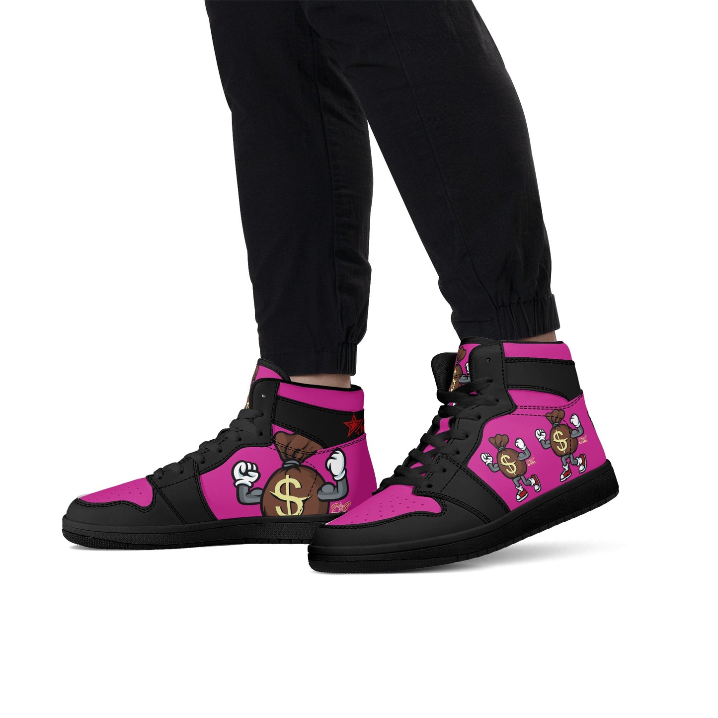 T.T.D (Ten Toes Down) Mens Purple/Black High Top Leather Star Kicks