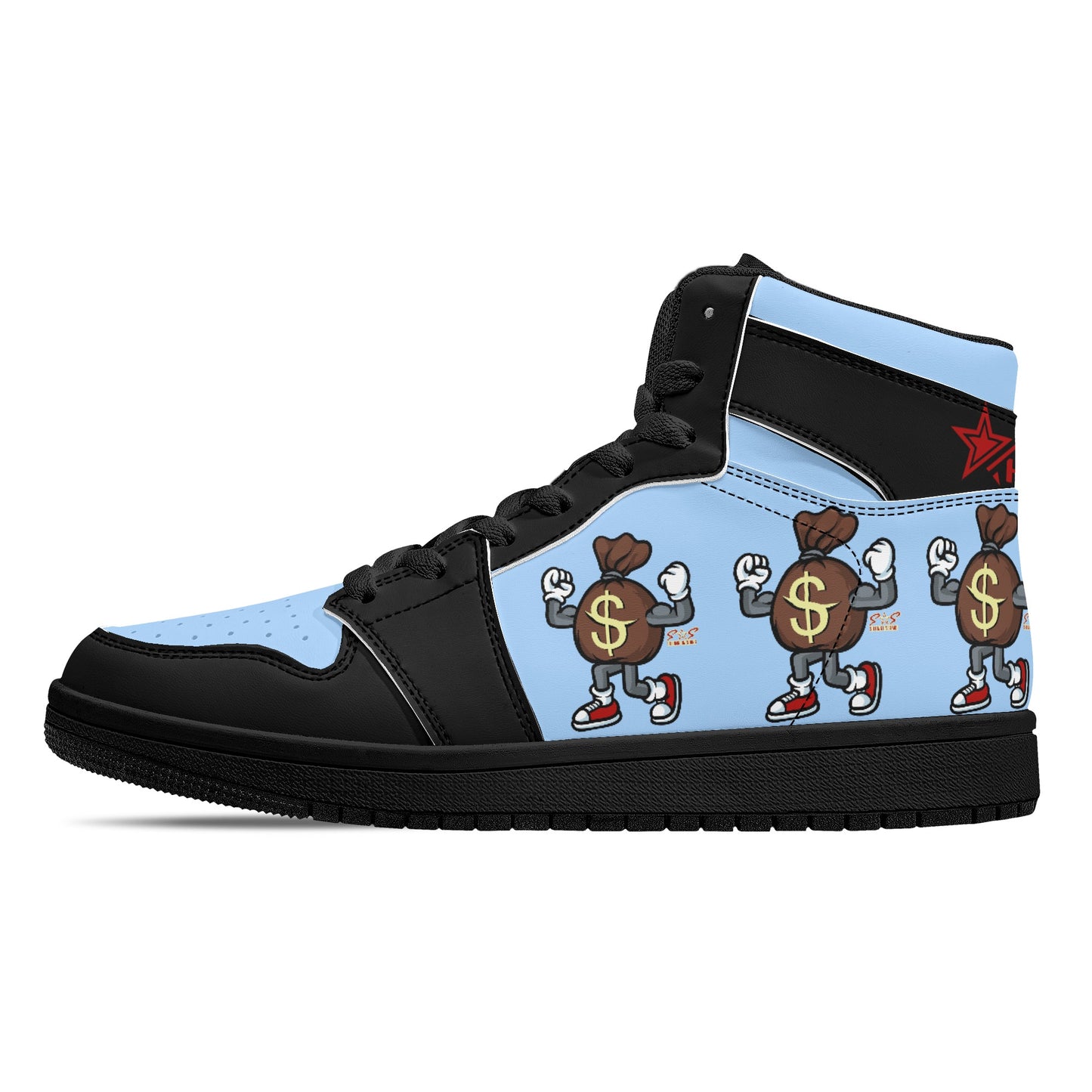 T.T.D (Ten Toes Down) Mens SkyBlue/Black High Top Leather Star Kicks