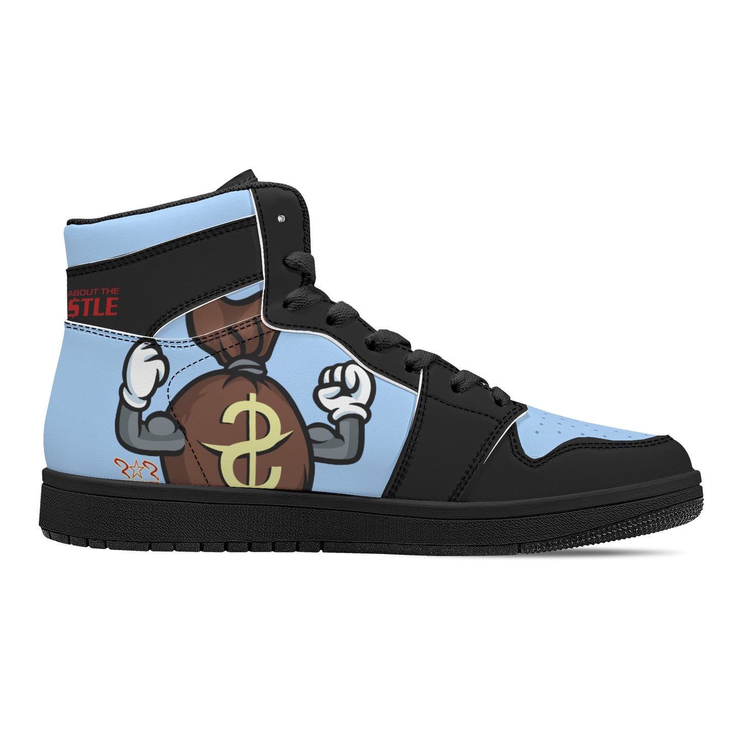 T.T.D (Ten Toes Down) Mens SkyBlue/Black High Top Leather Star Kicks