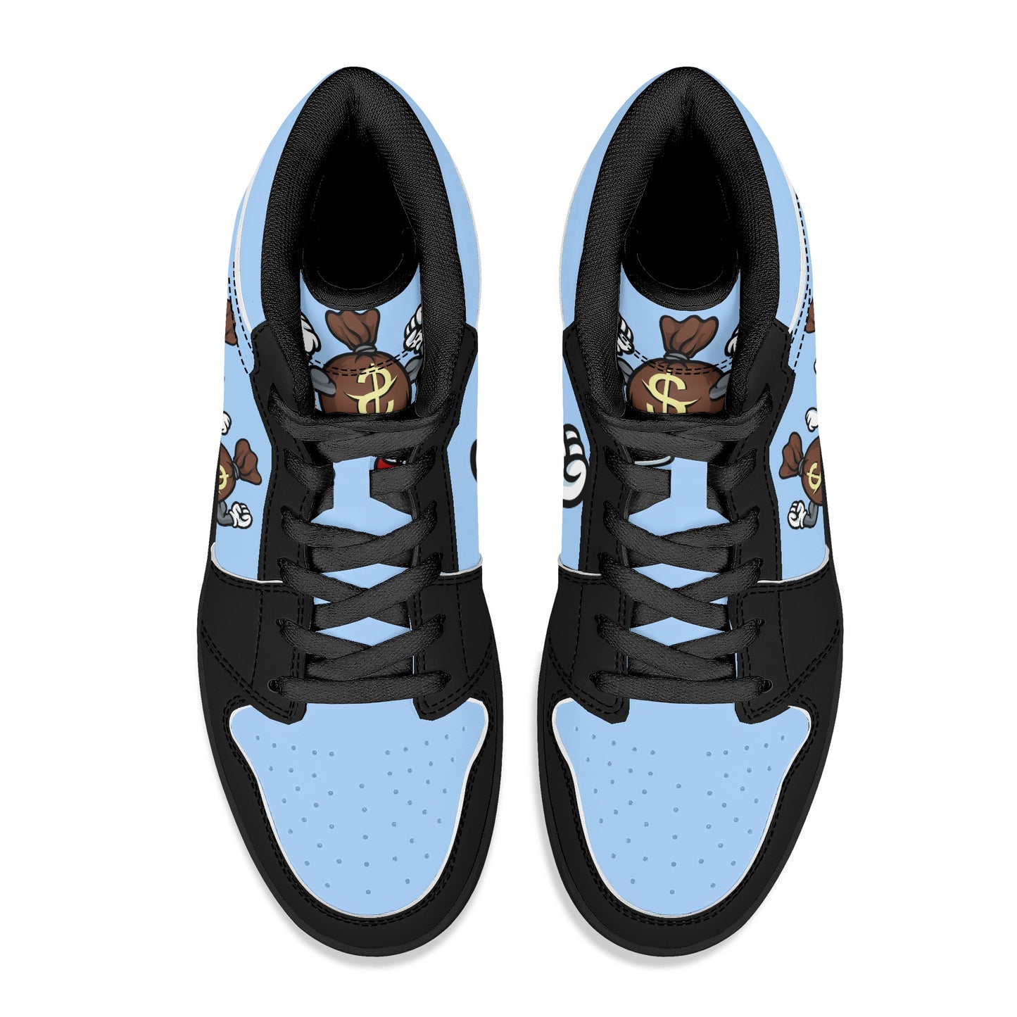 T.T.D (Ten Toes Down) Mens SkyBlue/Black High Top Leather Star Kicks