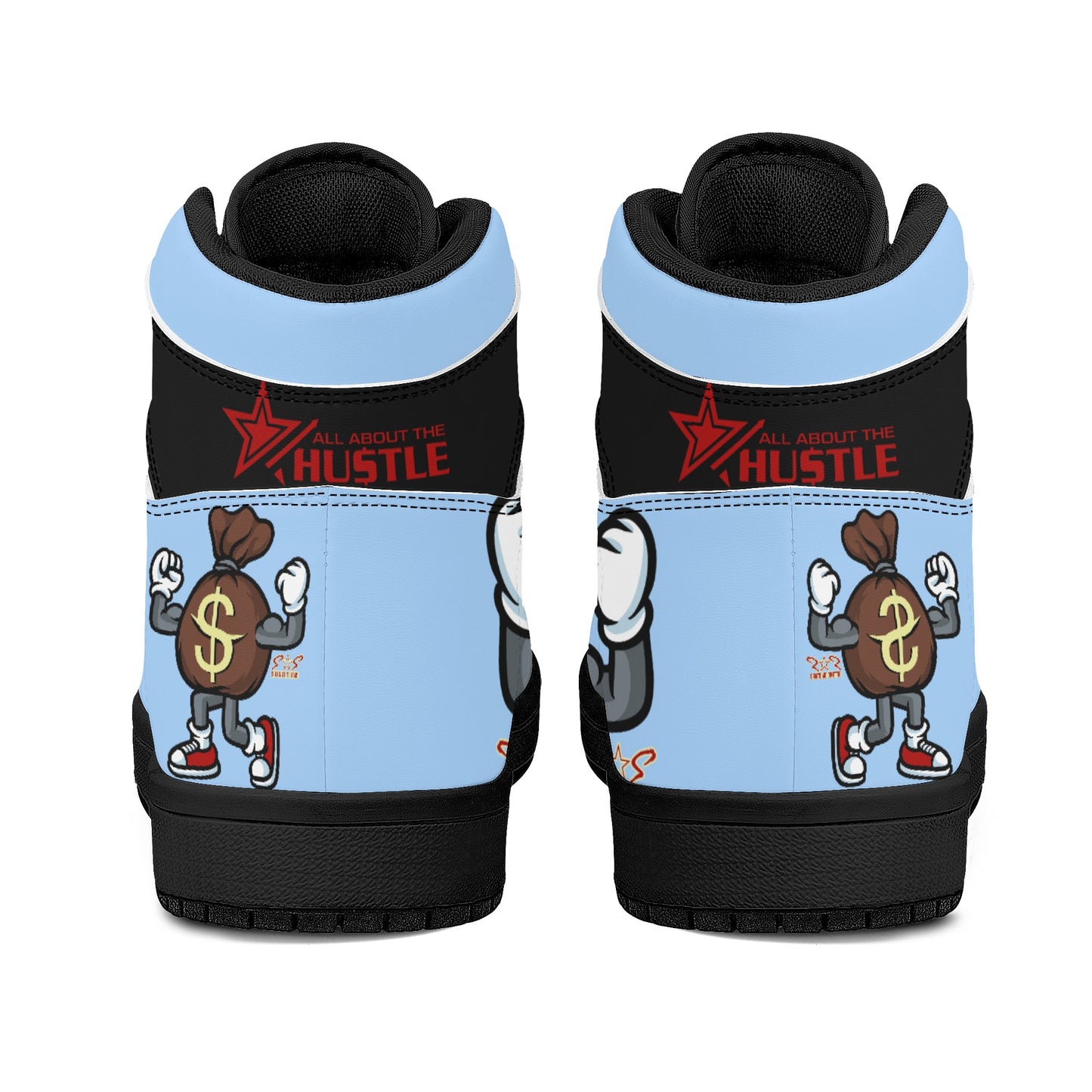 T.T.D (Ten Toes Down) Mens SkyBlue/Black High Top Leather Star Kicks