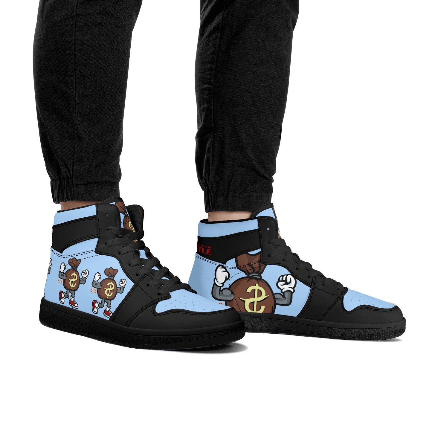 T.T.D (Ten Toes Down) Mens SkyBlue/Black High Top Leather Star Kicks