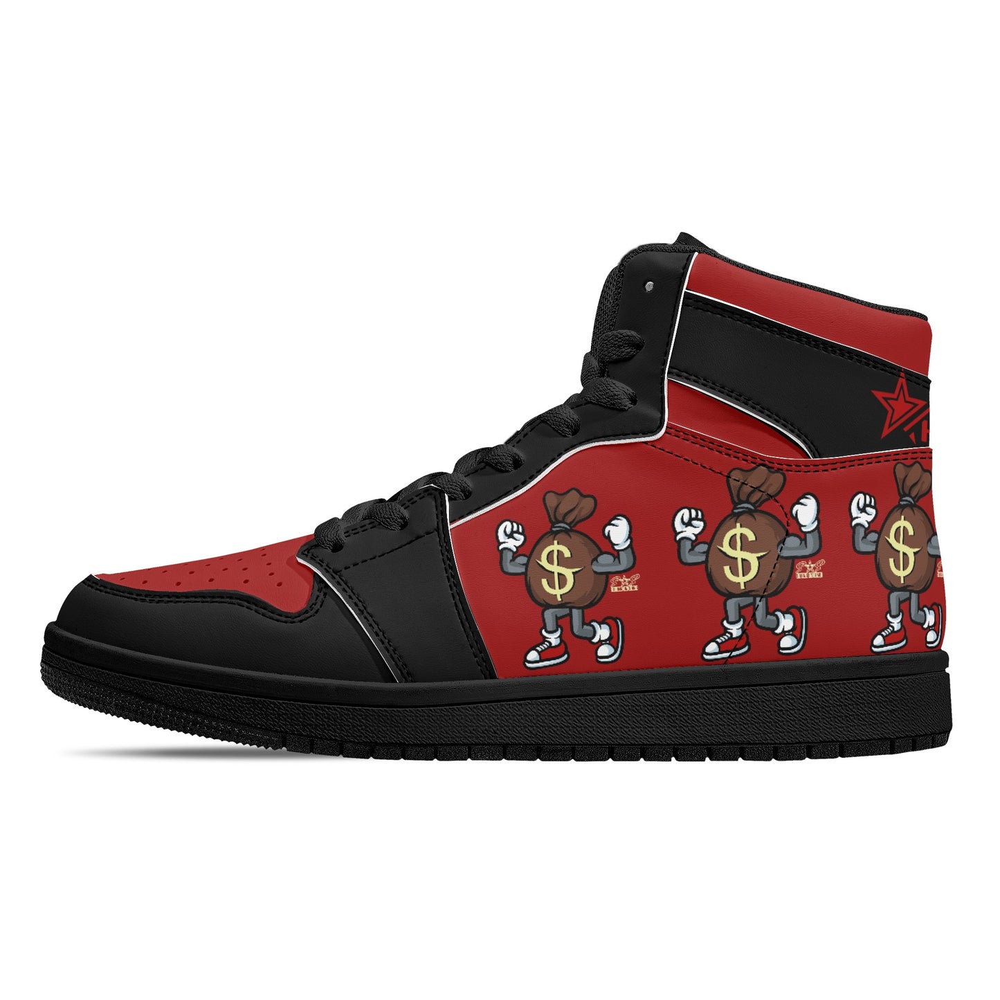 T.T.D (Ten Toes Down) Mens Maroon/Black High Top Leather Star Kicks