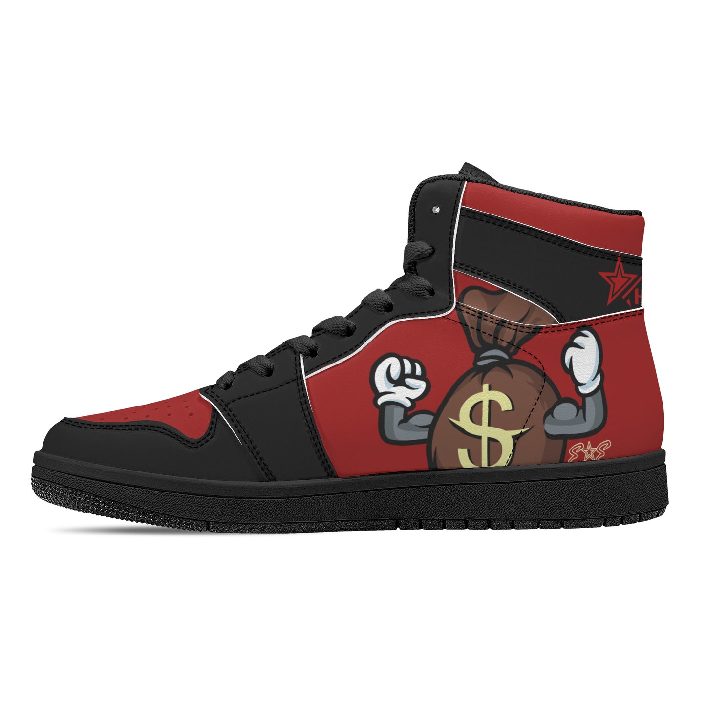 T.T.D (Ten Toes Down) Mens Maroon/Black High Top Leather Star Kicks