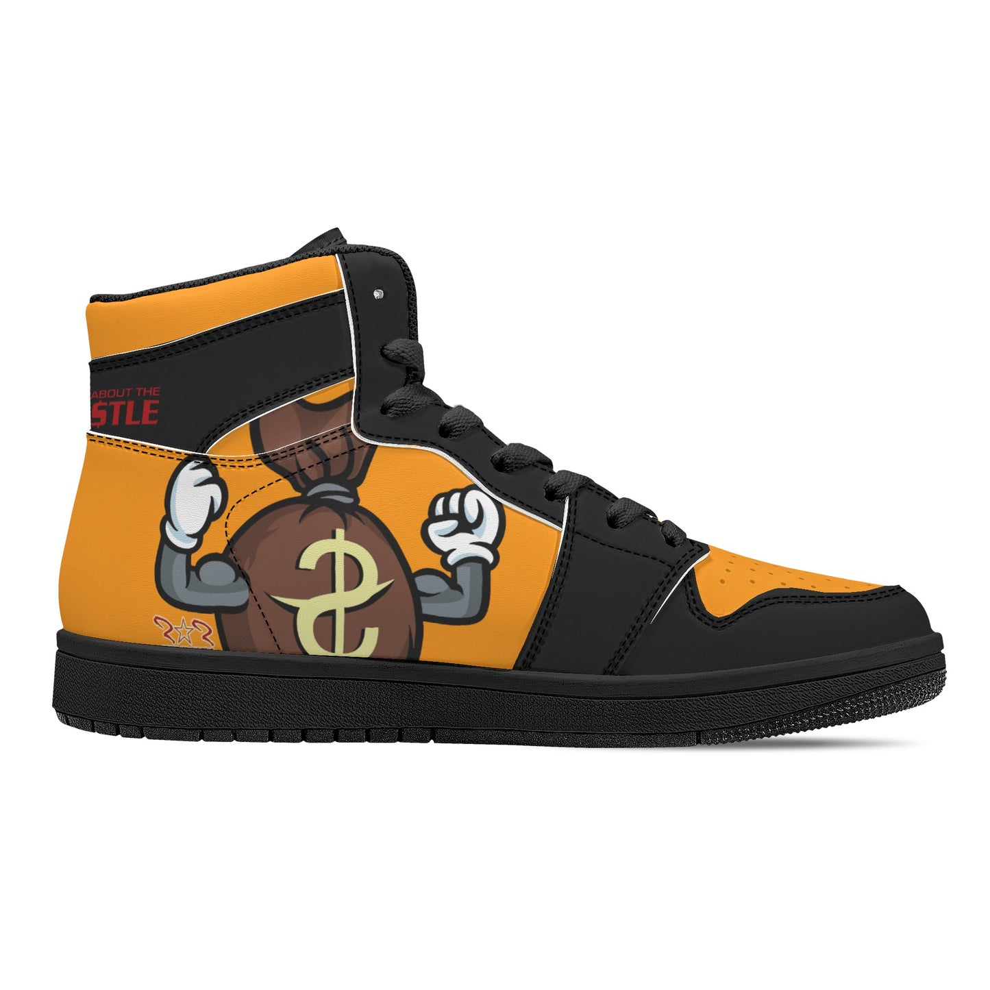 T.T.D (Ten Toes Down) Mens Orange/Black High Top Leather Star Kicks