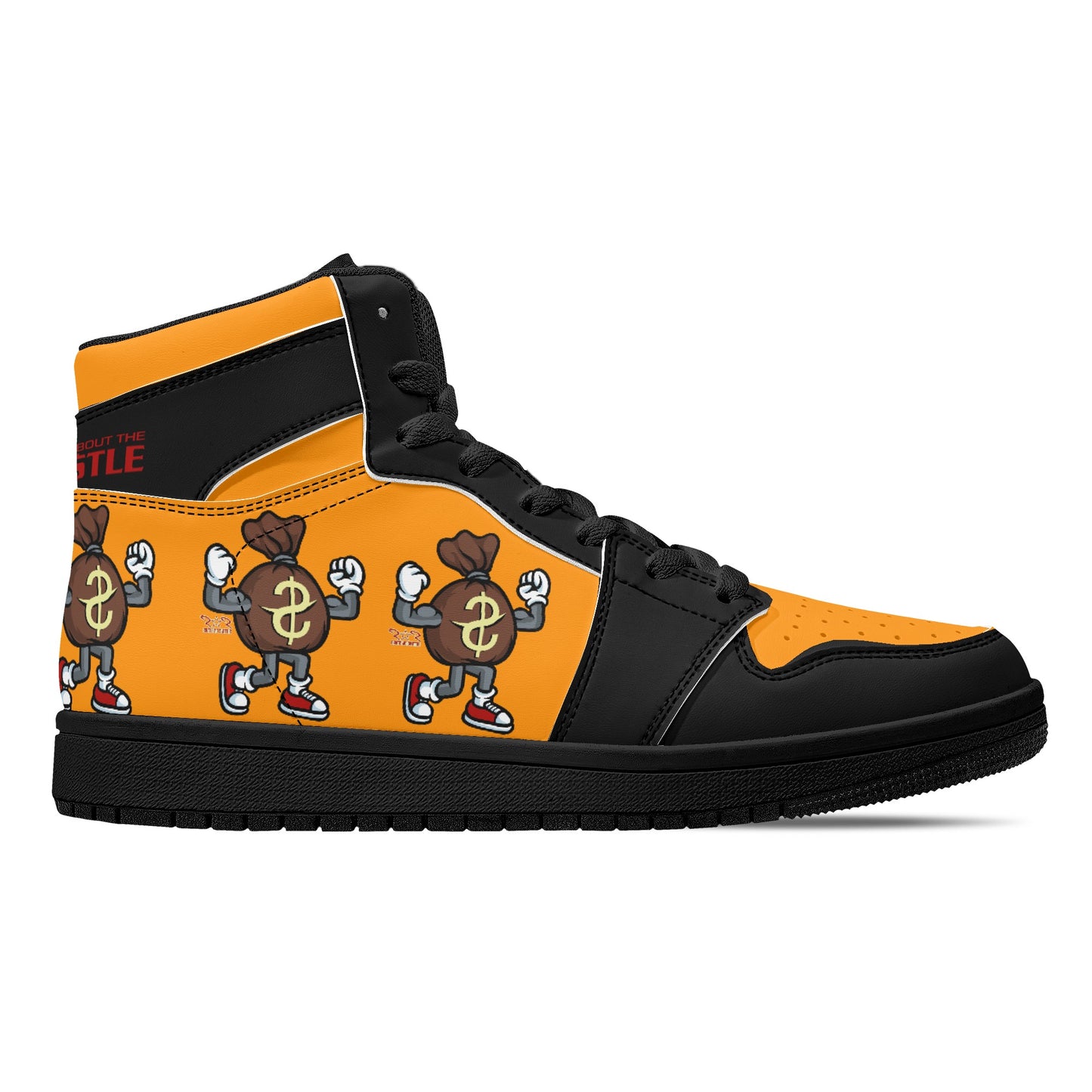 T.T.D (Ten Toes Down) Mens Orange/Black High Top Leather Star Kicks