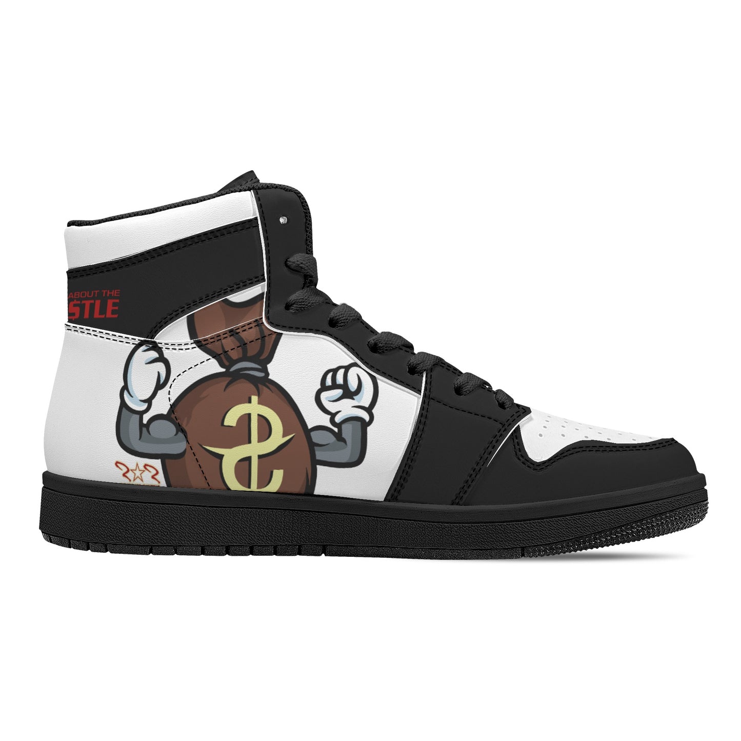 T.T.D (Ten Toes Down) Mens White/Black High Top Leather Star Kicks