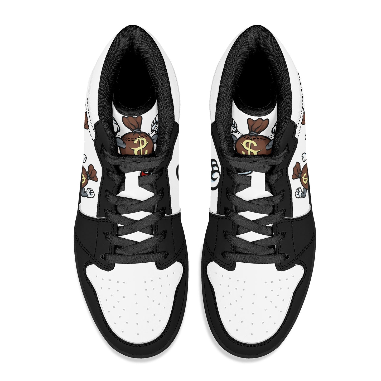 T.T.D (Ten Toes Down) Mens White/Black High Top Leather Star Kicks