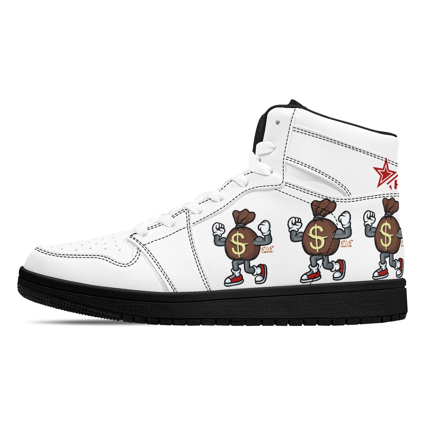 T.T.D (Ten Toes Down) Mens White High Top Leather Star Kicks