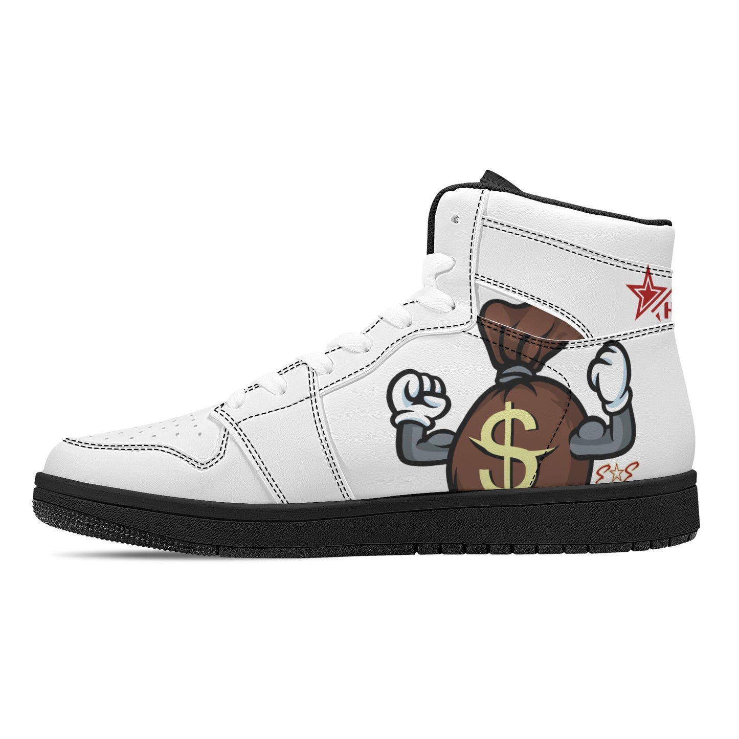 T.T.D (Ten Toes Down) Mens White High Top Leather Star Kicks