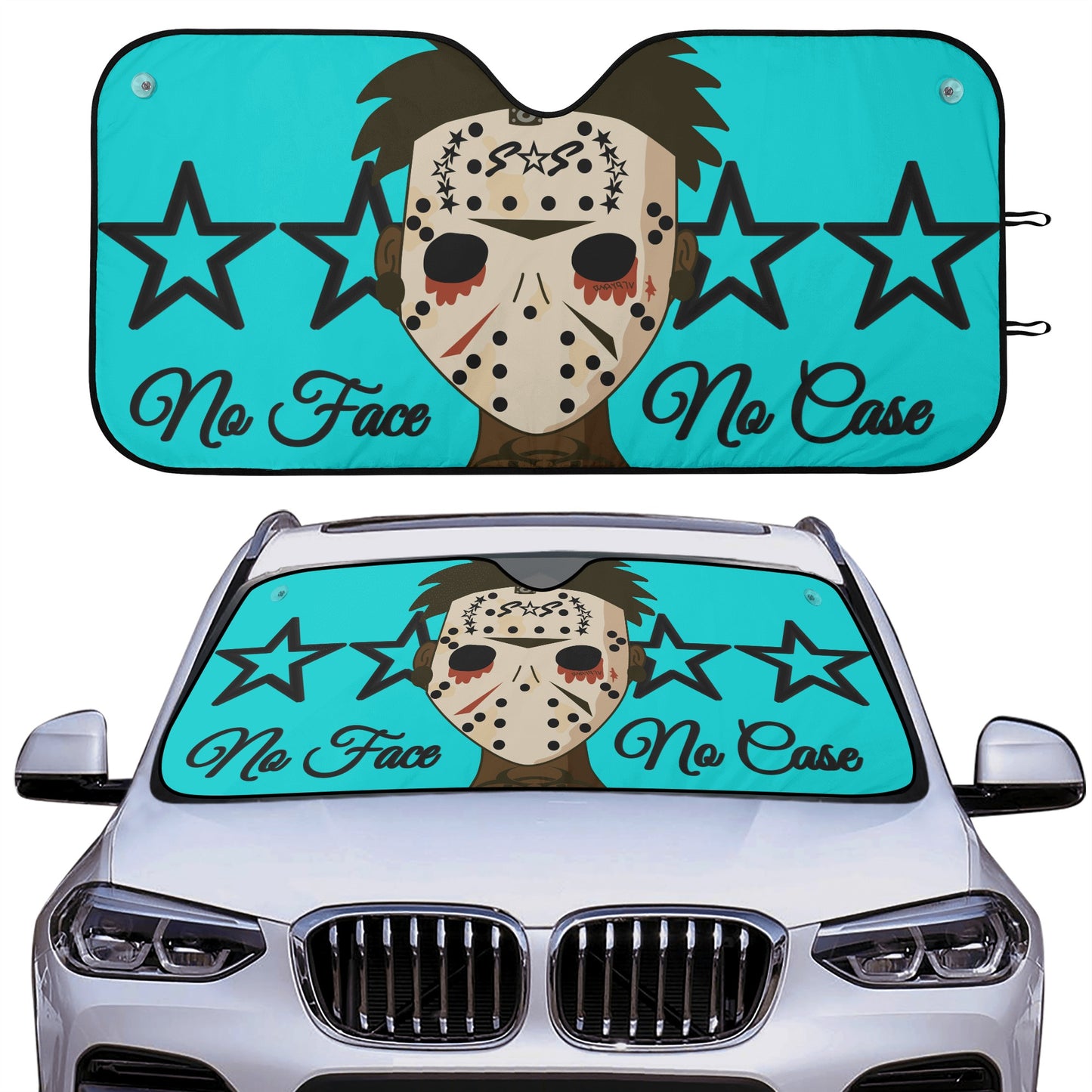 No Face, No Case Turquoise Car Auto Sun Shade