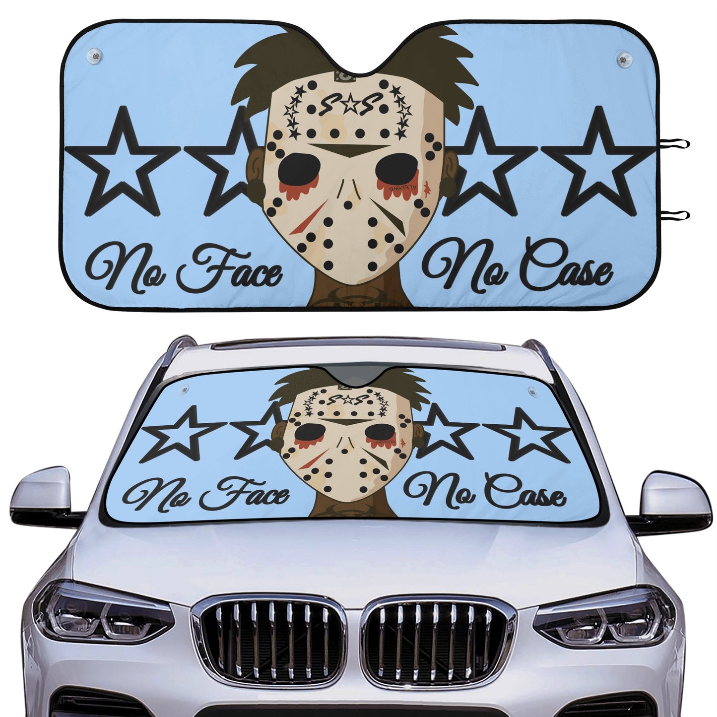 No Face, No Case Sky Blue Car Auto Sun Shade