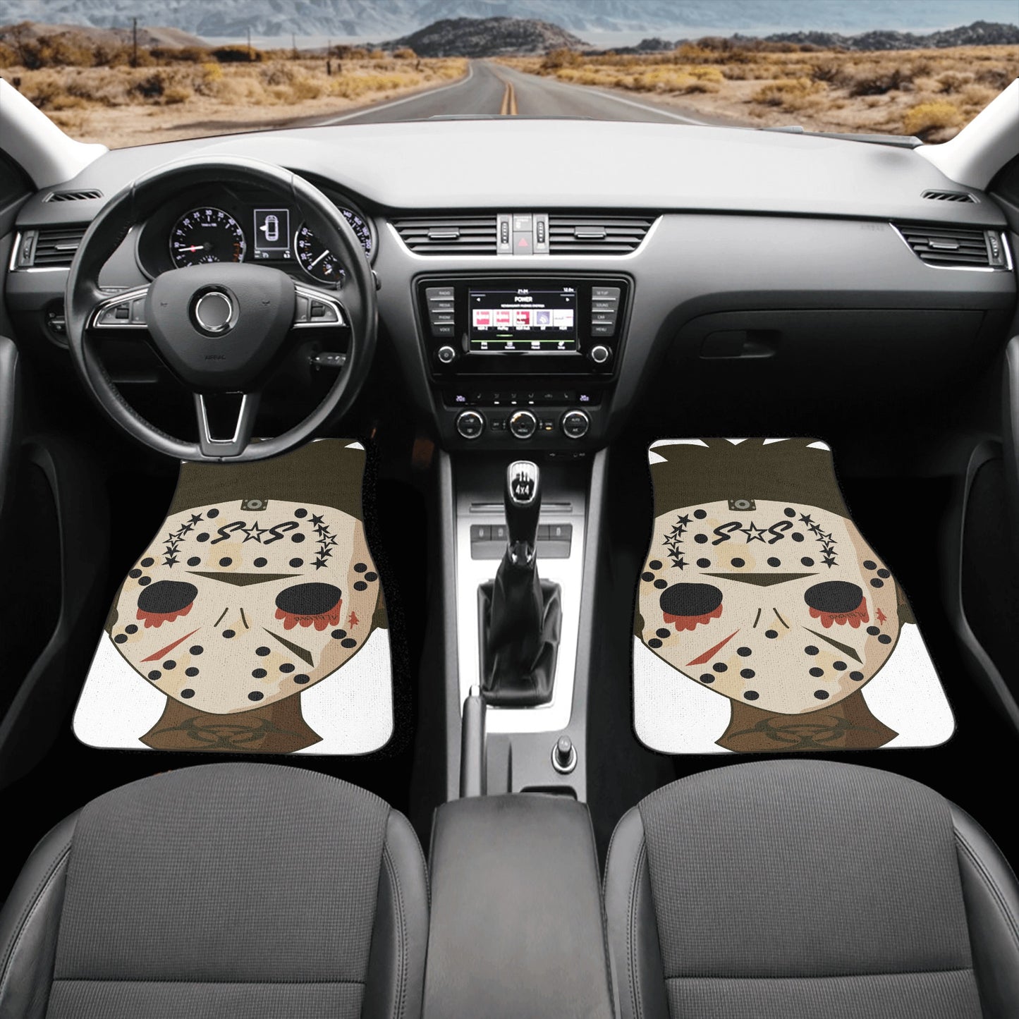 No Face, No Case White Back and Front Car Floor Mats