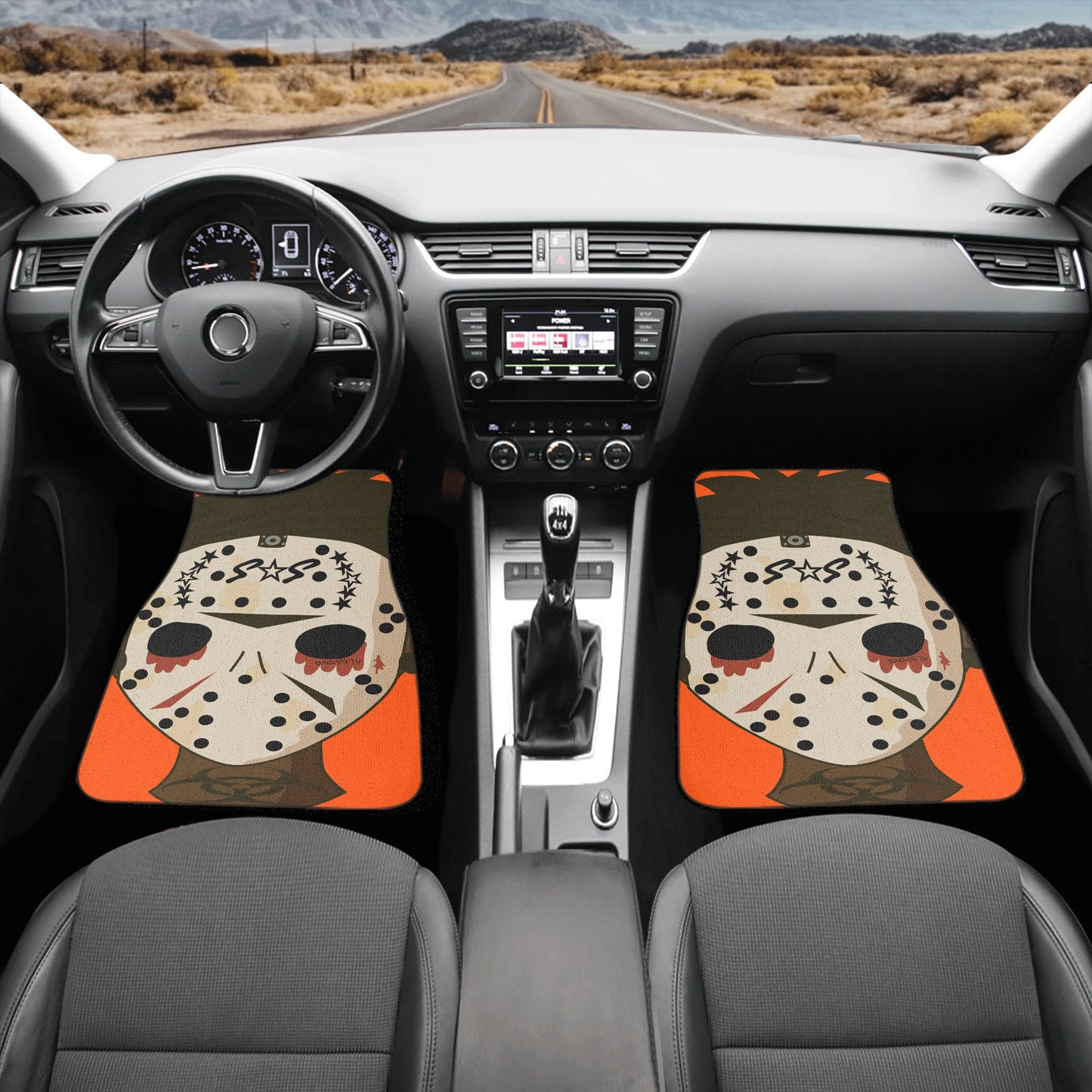 No Face, No Case Dark Orange Back and Front Car Floor Mats