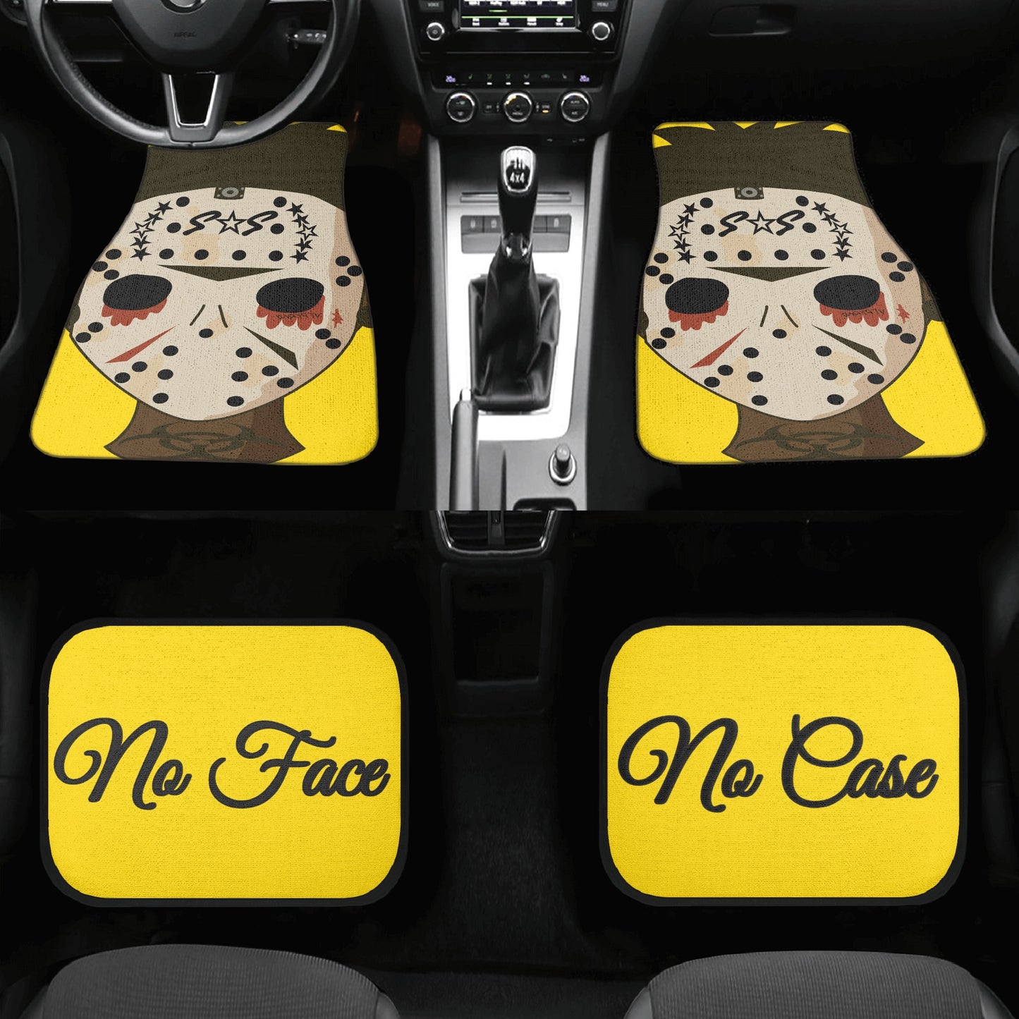 No Face, No Case Gold Back and Front Car Floor Mats