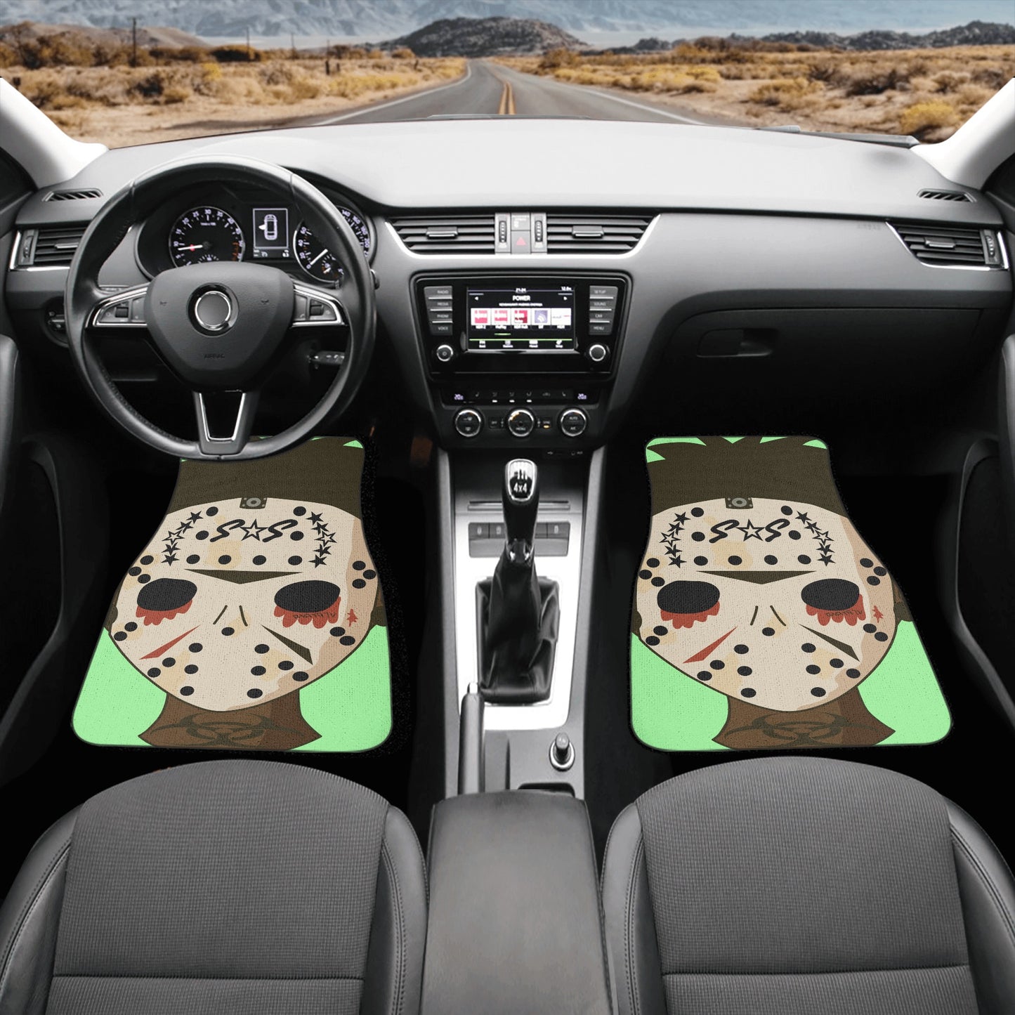 No Face, No Case Mint Green Back and Front Car Floor Mats