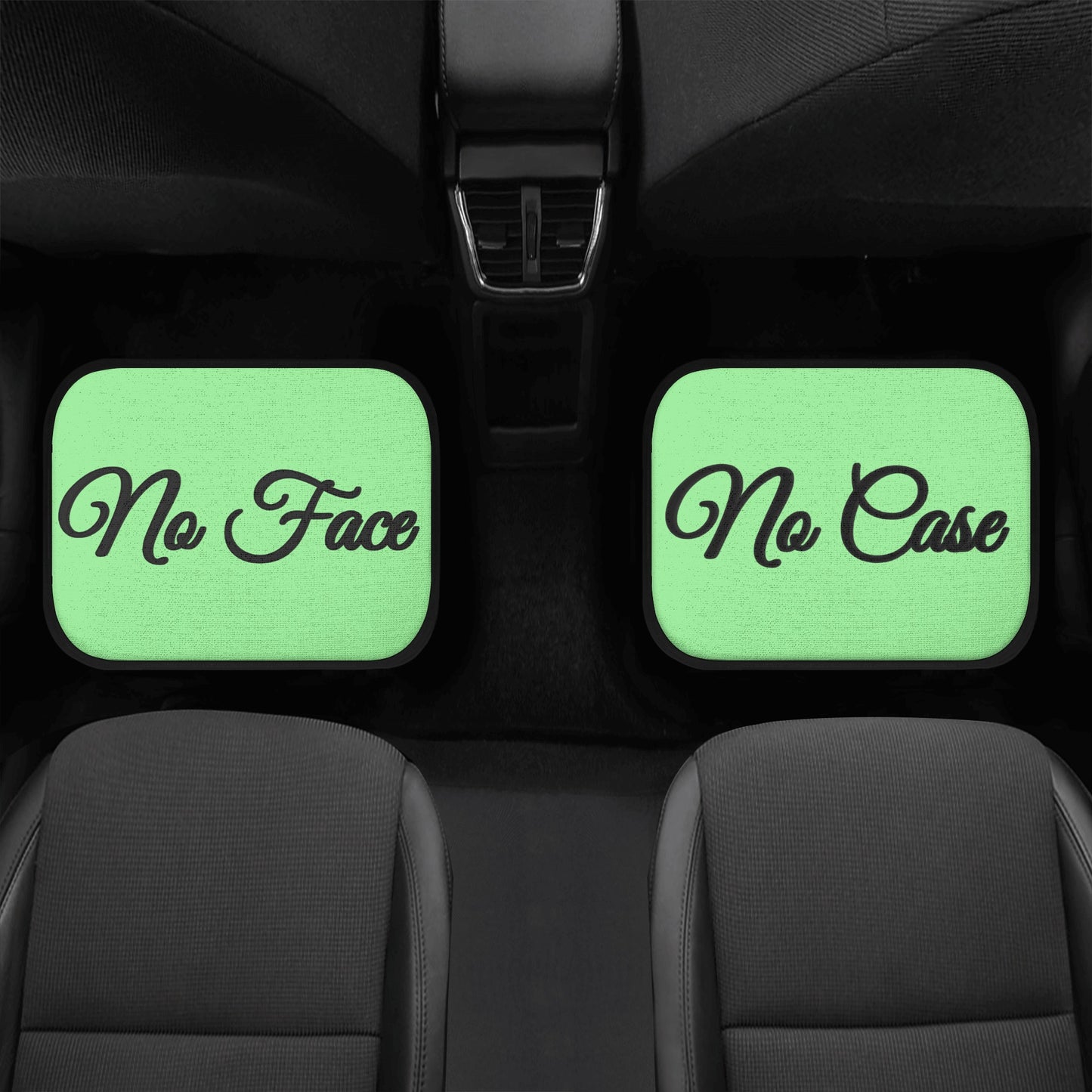 No Face, No Case Mint Green Back and Front Car Floor Mats