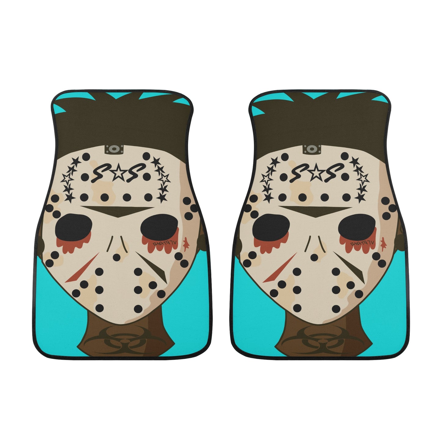 No Face, No Case Turquoise Back and Front Car Floor Mats