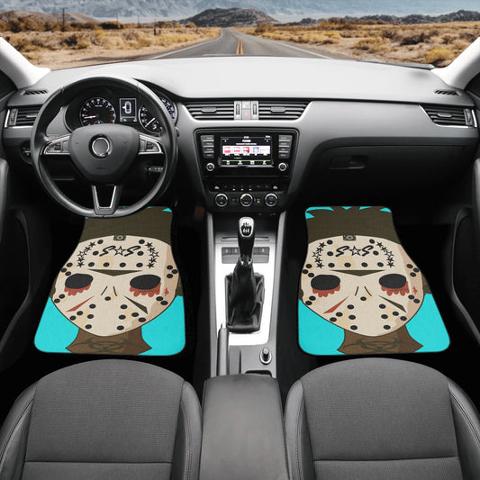 No Face, No Case Turquoise Back and Front Car Floor Mats