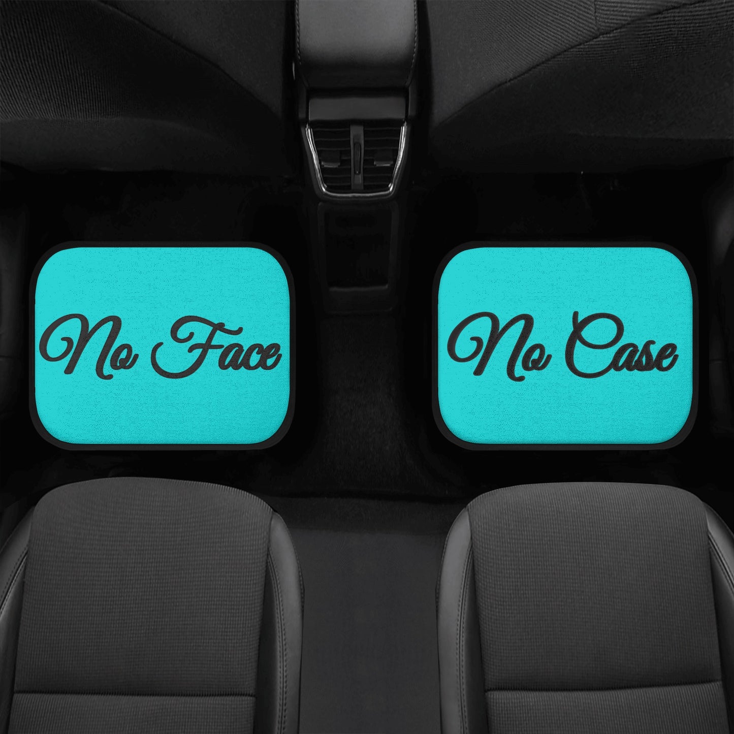 No Face, No Case Turquoise Back and Front Car Floor Mats