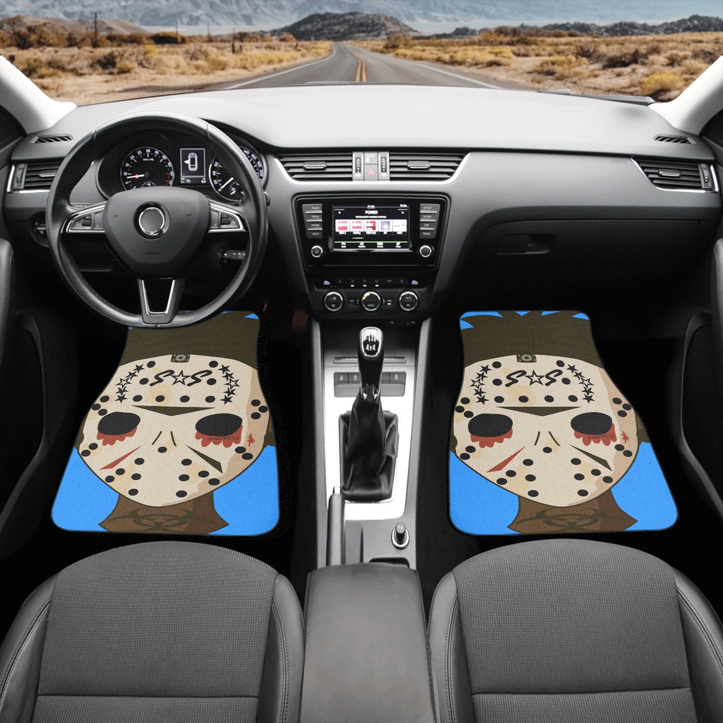 No Face, No Case Blue Back and Front Car Floor Mats