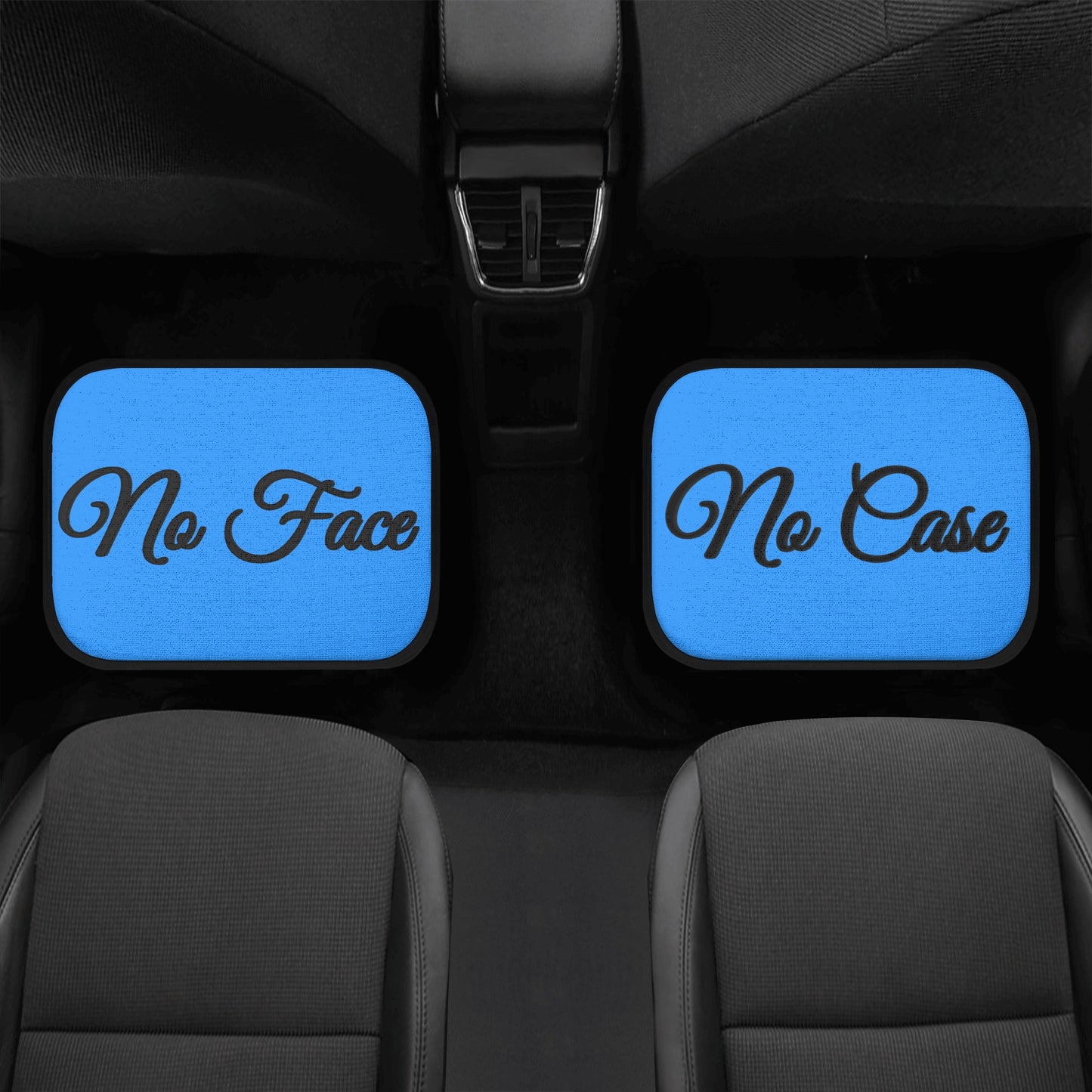 No Face, No Case Blue Back and Front Car Floor Mats