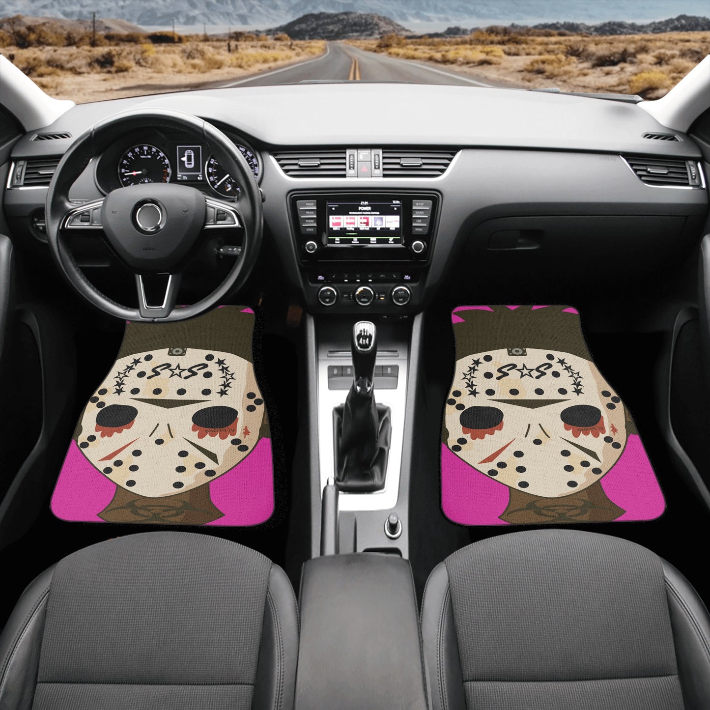 No Face, No Case Purple Back and Front Car Floor Mats