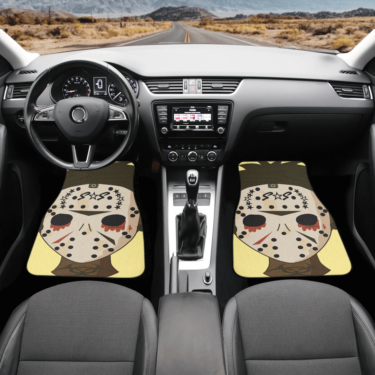 No Face, No Case Tan Back and Front Car Floor Mats