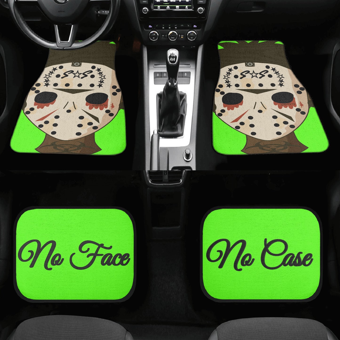 No Face, No Case Goo Green Back and Front Car Floor Mats