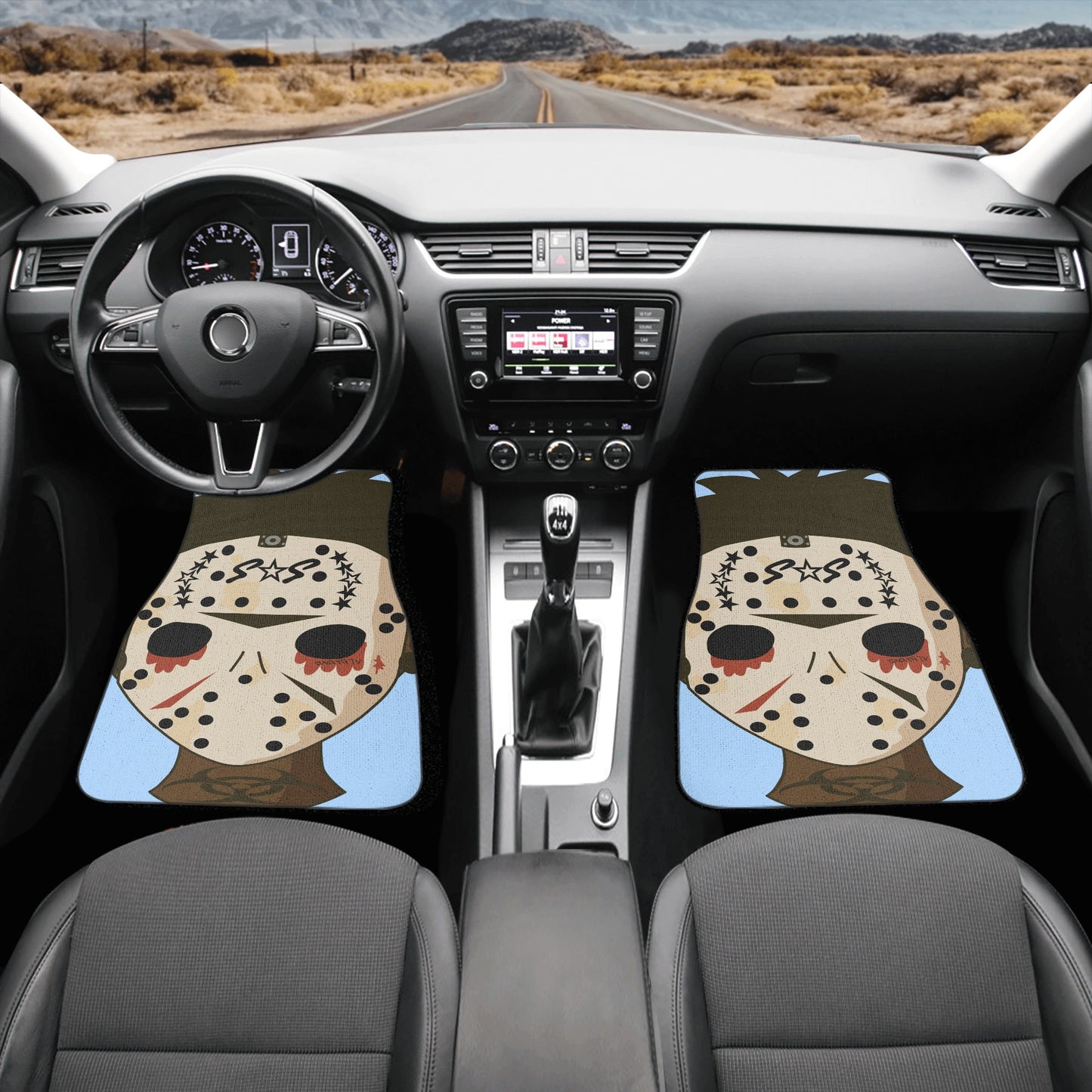 No Face, No Case Sky Blue Back and Front Car Floor Mats