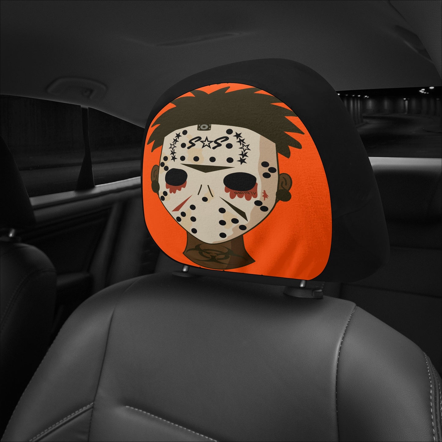 No Face, No Case Dark Orange Car Headrest Covers