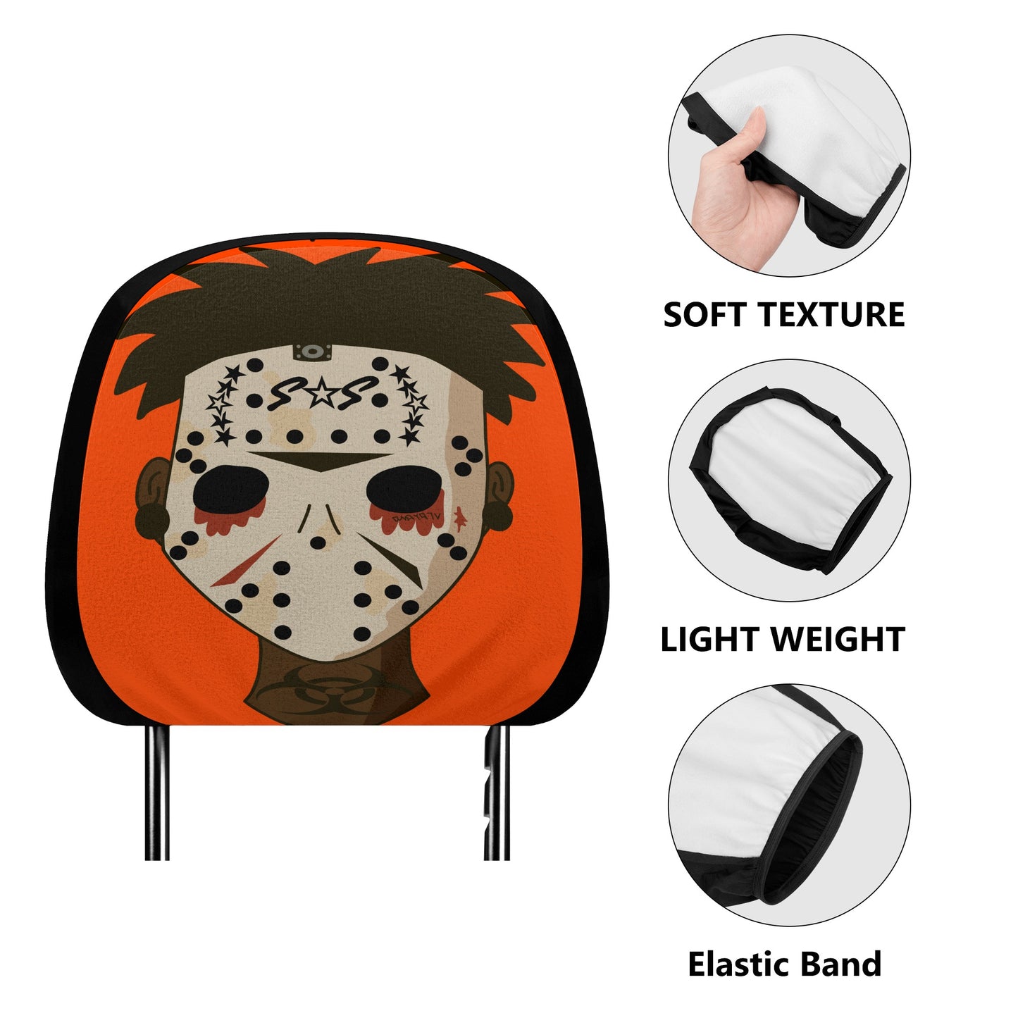 No Face, No Case Dark Orange Car Headrest Covers