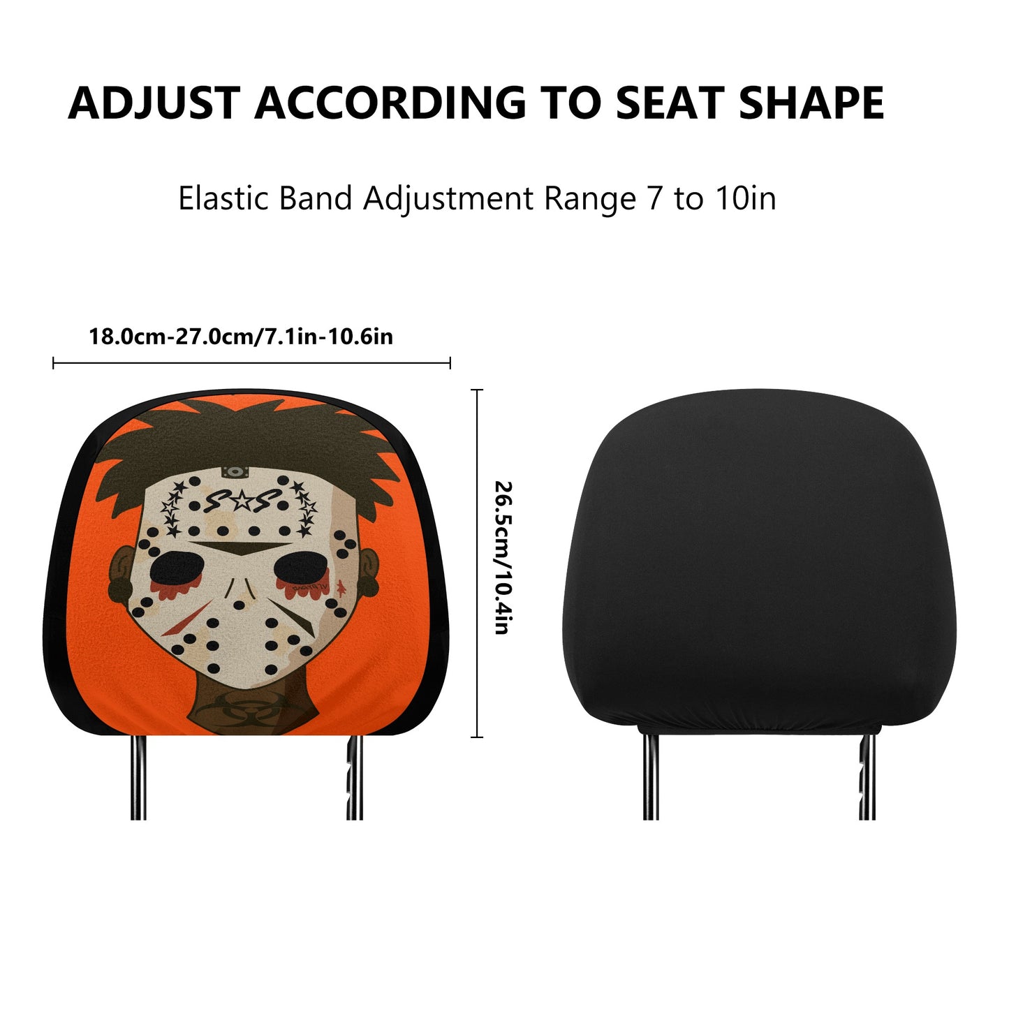 No Face, No Case Dark Orange Car Headrest Covers