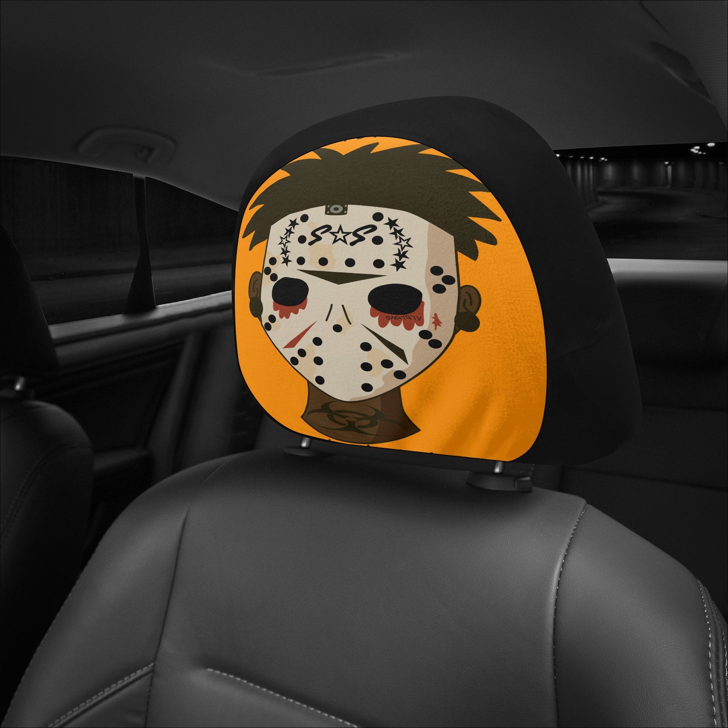 No Face, No Case Orange Car Headrest Covers