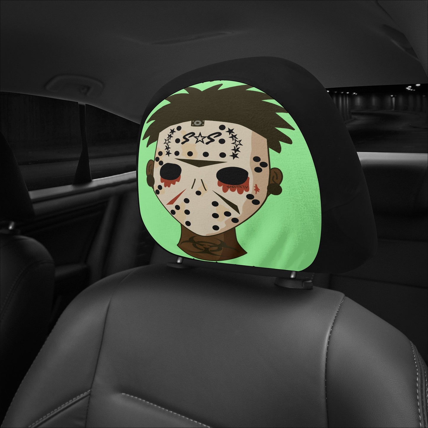 No Face, No Case Mint Green Car Headrest Covers