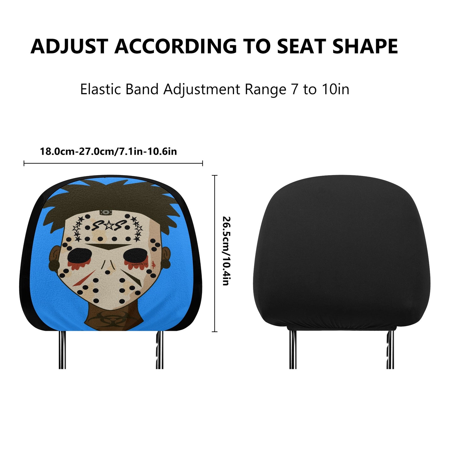 No Face, No Case Blue Car Headrest Covers