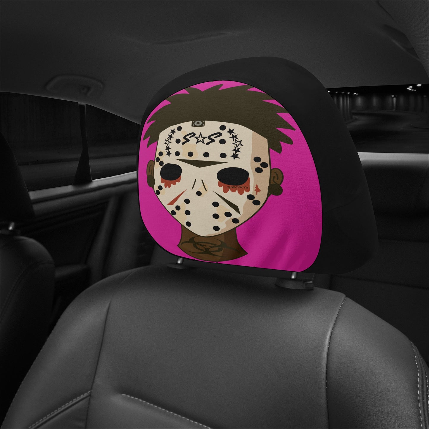 No Face, No Case Purple Car Headrest Covers