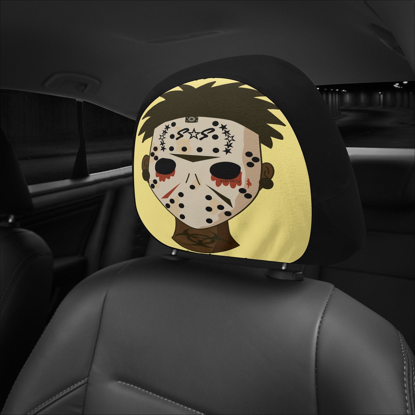 No Face, No Case Tan Car Headrest Covers