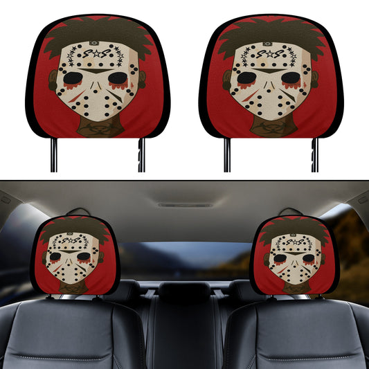 No Face, No Case Maroon Car Headrest Covers