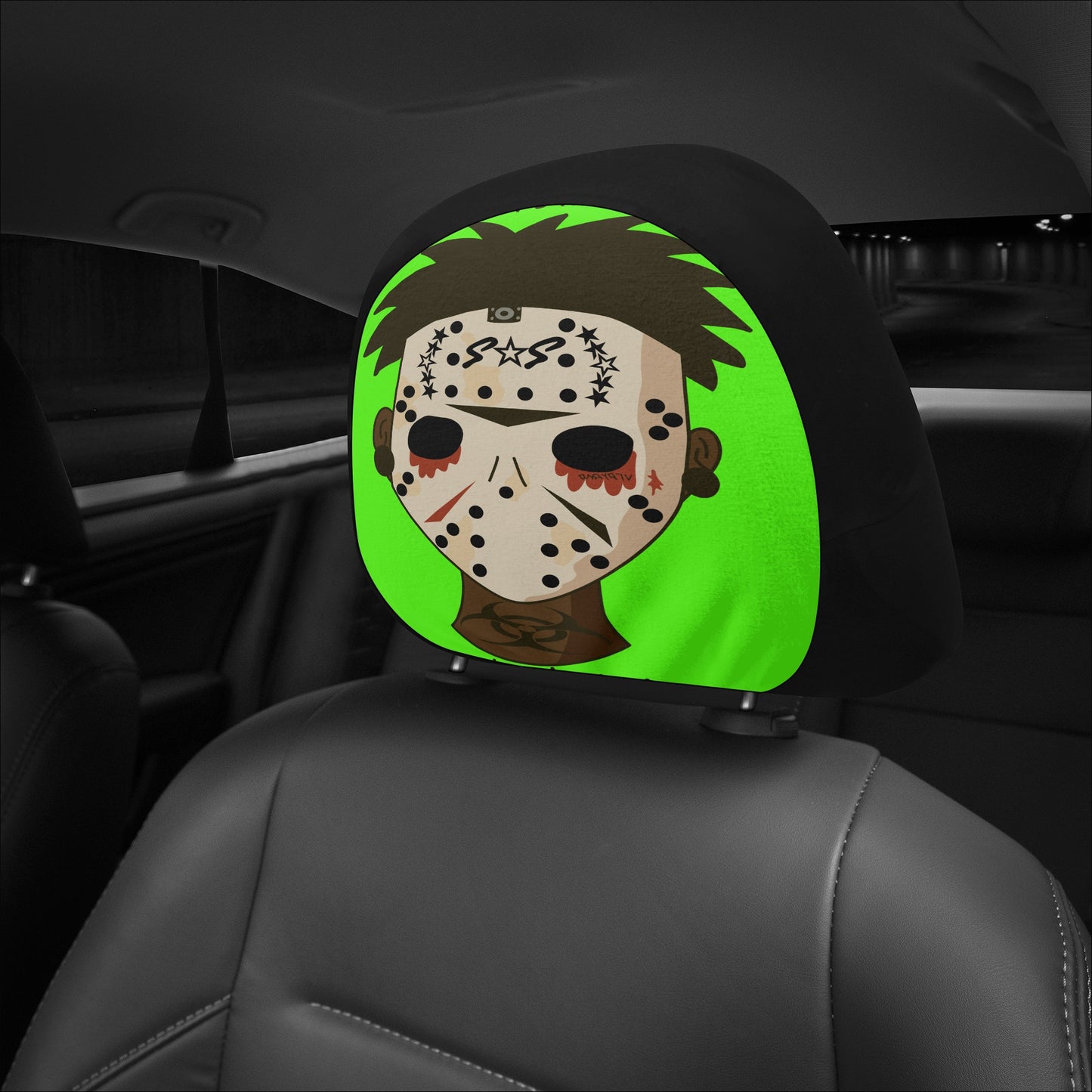 No Face, No Case Goo Green Car Headrest Covers