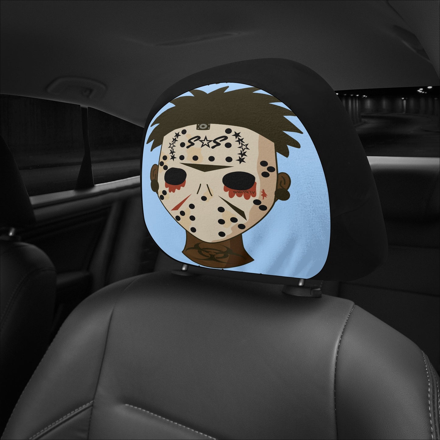 No Face, No Case Sky Blue Car Headrest Covers