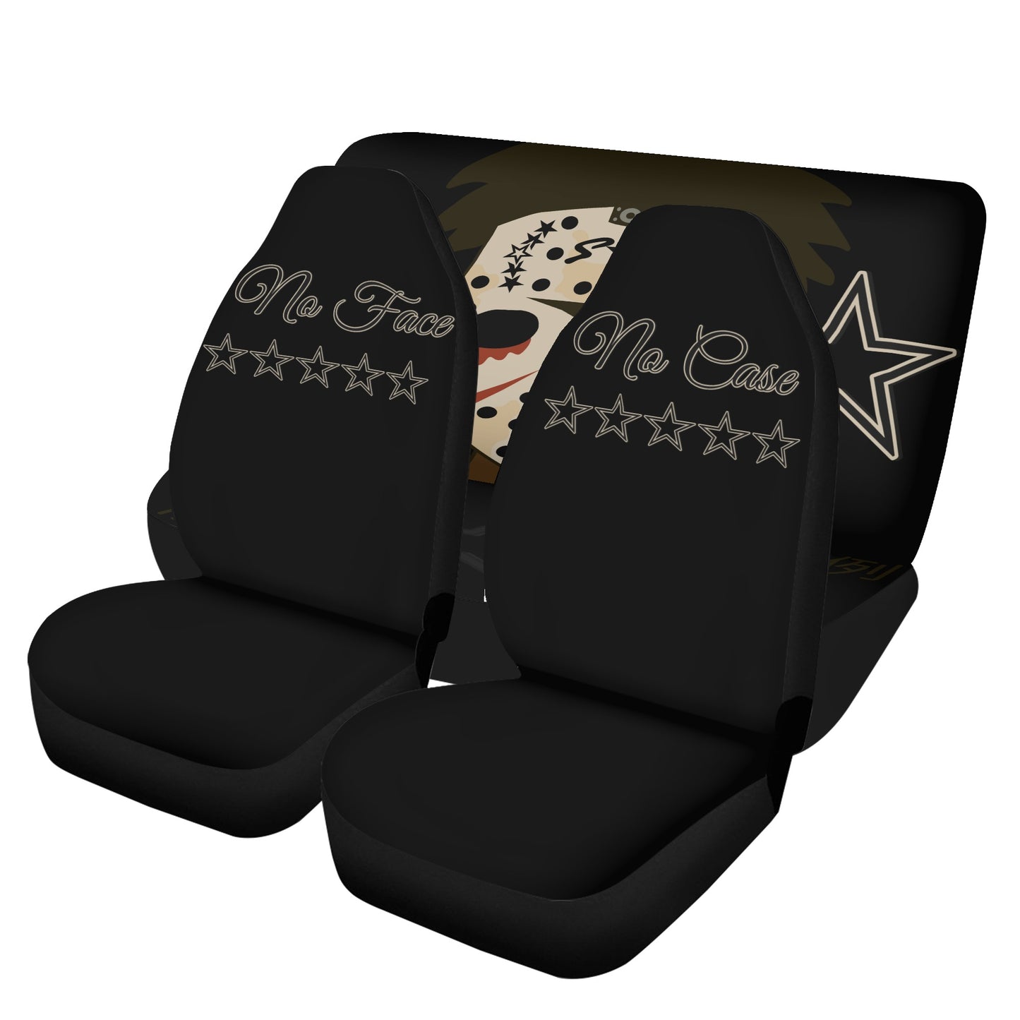 No Face, No Case Black Car Seat Cover Set