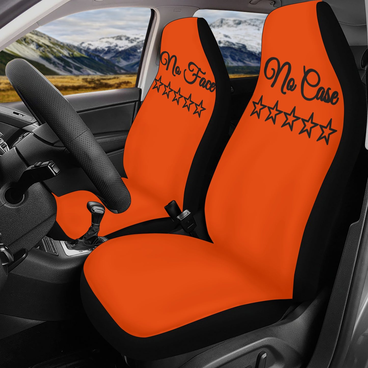 No Face, No Case Dark Orange Car Seat Cover Set