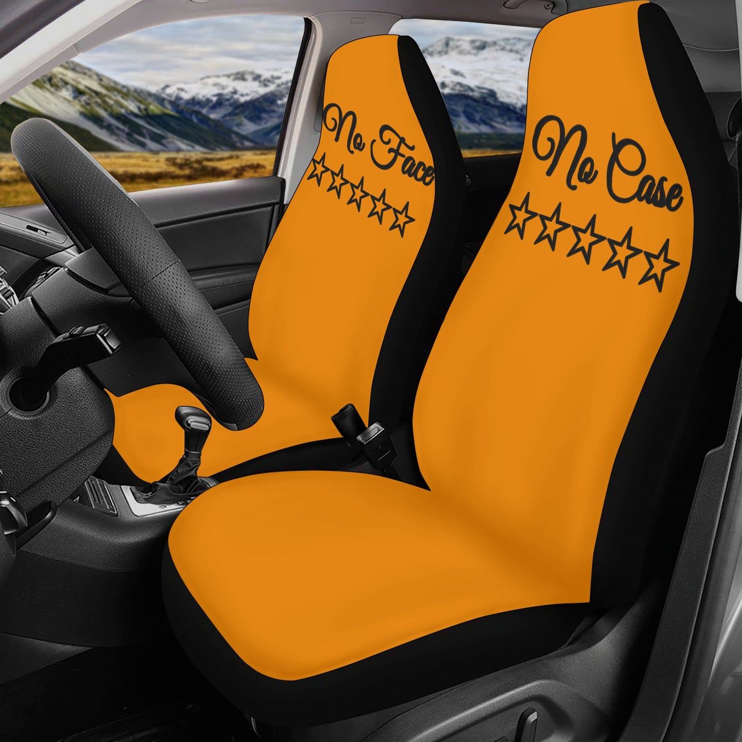 No Face, No Case Orange Car Seat Cover Set